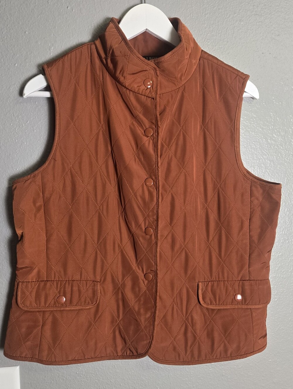 Talbots Quilted Rust Orange Sleeveless Vest Size Petite Medium